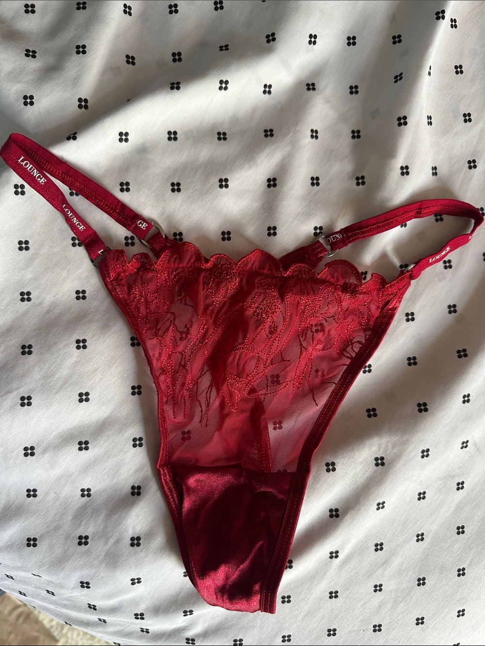 Lounge Underwear Red Lace Sheer Thong